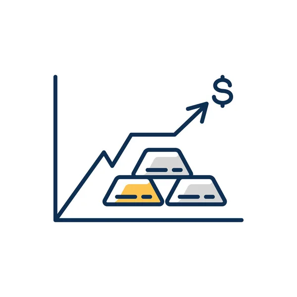 Metalli Preziosi Prezzo Icona Colori Rgb Investimenti Denaro Commercio Lingotti — Vettoriale Stock