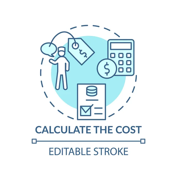 Calculer Icône Concept Coût Idée Calculatrice Thérapie Illustration Ligne Mince — Image vectorielle