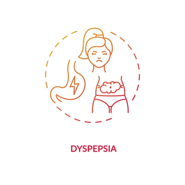 Ikon Konsep Dyspepsia Perut Bermasalah Dengan Ilustrasi Garis Tipis Ide - Stok Vektor