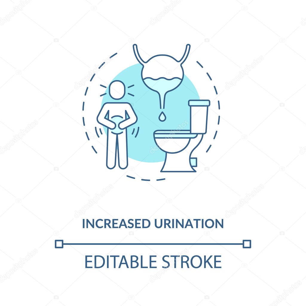 Increased urination concept icon. Energetics side effects idea thin line illustration. Excessive thirst. Overactive bladder. Vector isolated outline RGB color drawing. Editable stroke