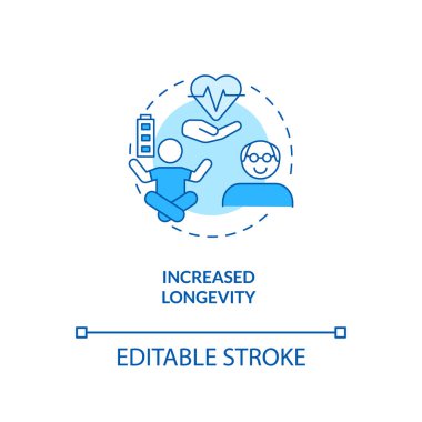Artan uzun ömürlü konsept simgesi. Vücut geliştirme fikirleri. Organik aşçılık. Vejetaryenlik profesyonelleri ince çizgiler çiziyor. Vektör izole edilmiş RGB renk çizimi. Düzenlenebilir vuruş
