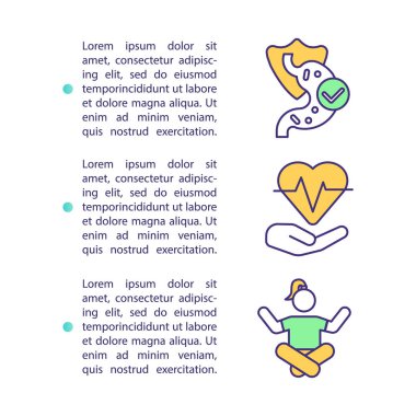 Metinli sağlık konsepti simgesi için yararları. Vejetaryen yaşam tarzı tavsiyeleri. Doğal gıdalar. PPT sayfa vektör şablonu. Broşür, dergi, kitapçık tasarım ögesi doğrusal çizimler