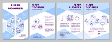 Uyku bozukluğu broşürü. Uykusuzluk, uykusuzluk sorunu broşürü, broşür, broşür baskısı, lineer simgelerle kaplama tasarımı. Dergiler için vektör planları, yıllık raporlar, reklam posterleri