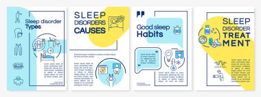 Uyku bozukluğu broşür gibi bir şey. Uykusuzluk dersi broşürü, broşür, broşür baskısı, lineer simgeli kapak tasarımı. Dergiler için vektör planları, yıllık raporlar, reklam posterleri