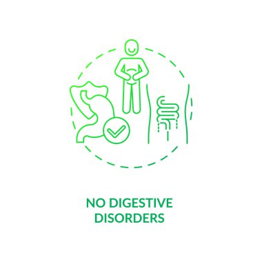 Sindirim bozuklukları konsepti yok. Probiyotik sağlık yararları ince çizgi çizimi fikri. Bağırsak iyileştirici besinler. Mide rahatsızlığı. Vektör izole edilmiş RGB renk çizimi.