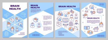 Brain health brochure template. Human mental healthcare and neurology flyer, booklet, leaflet print, cover design with linear icons. Vector layouts for magazines, annual reports, advertising posters clipart