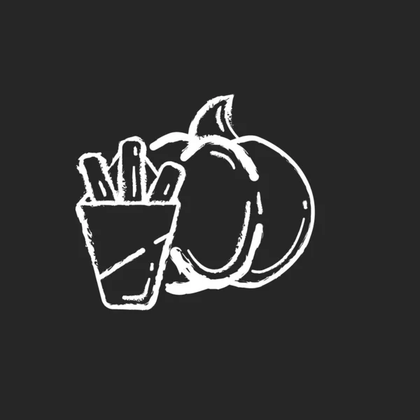 Citrouille Frites Craie Icône Blanche Sur Fond Noir Snacks Faits — Image vectorielle