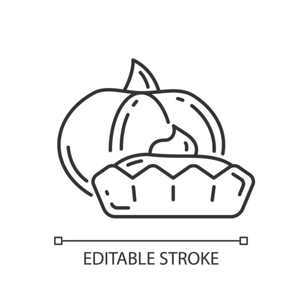 Pumpkin Tartlet Linear Icon Delicious Gourd Tart Thin Line Customizable — Stock Vector