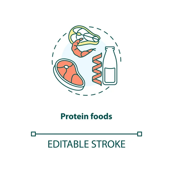 Proteína Alimentos Ícone Conceito Refeições Carne Orgânica Ideias Alimentos Naturais —  Vetores de Stock