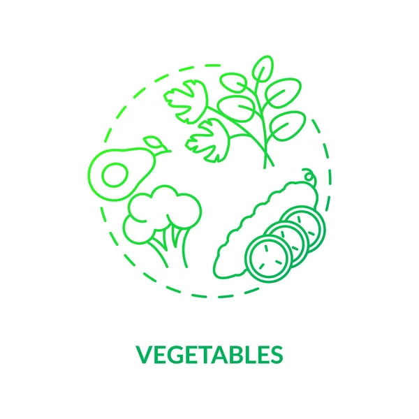 野菜のコンセプトアイコン 健康的な食事有機成分の多様性 自然なビーガン料理 ベジタリアンの食事成分は細い線のイラストを考えます ベクトル絶縁アウトラインRgbカラー図面 — ストックベクタ