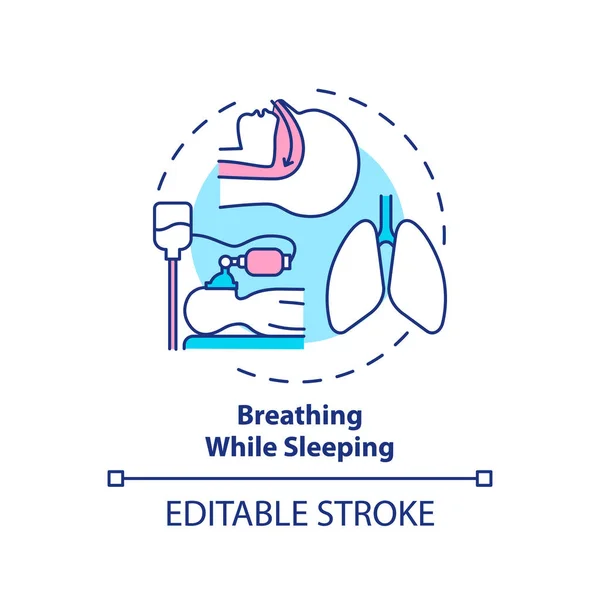 睡觉时呼吸概念图标 呼吸解剖学 鼻子和嘴 睡眠卫生观念细线图解 矢量隔离轮廓Rgb彩绘 可编辑笔划 — 图库矢量图片