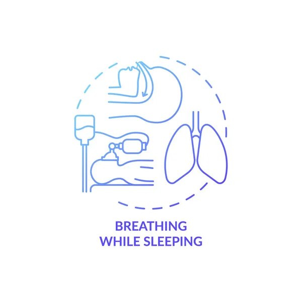 Dýchání Při Spaní Modrý Gradient Koncept Ikony Respirační Anatomie Nos — Stockový vektor