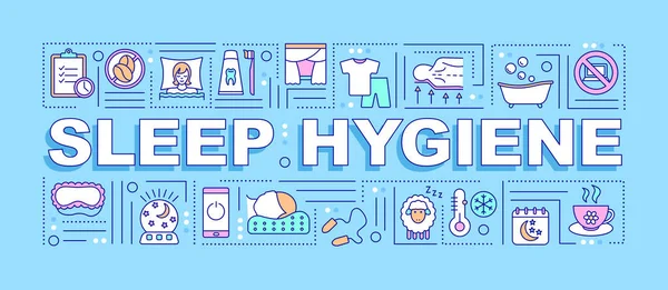 Sleep Hygiene Word Concepts Banner Insomnia Treatment Healthy Sleeping Habits — Stock Vector
