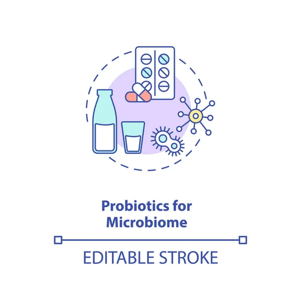 Probióticos Para Ícone Conceito Microbioma Suplemento Necessário Ideia Ilustração Linha — Vetor de Stock