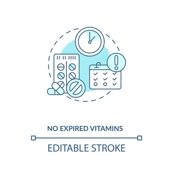 Kein Abgelaufenes Vitaminkonzept Angemessene Vitaminaufnahme Idee Dünne Linie Illustration Verfallsdaten — Stockvektor