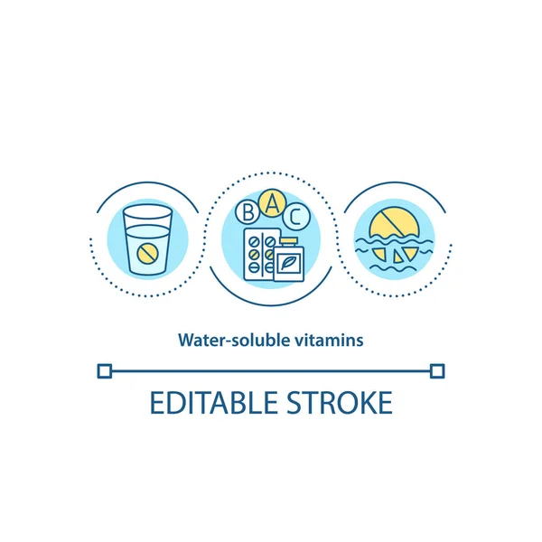 Water Soluble Vitamins Concept Icon Intake Pills Medicines Idea Thin — Stock Vector