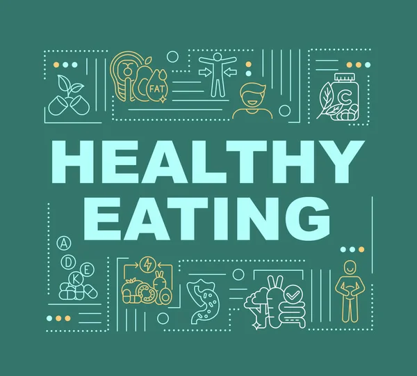 Banner Conceptos Palabras Alimentación Saludable Propper Dieta Equilibrada Perder Peso — Archivo Imágenes Vectoriales