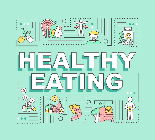 Banner Conceptos Palabras Alimentación Saludable Pérdida Peso Resultado Una Nutrición — Archivo Imágenes Vectoriales
