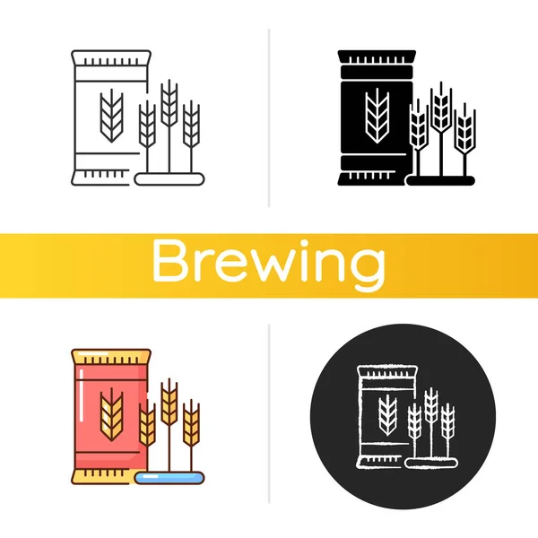 Icono Cebada Malteada Ingrediente Herbal Para Elaboración Cerveza Cervecería Para — Archivo Imágenes Vectoriales