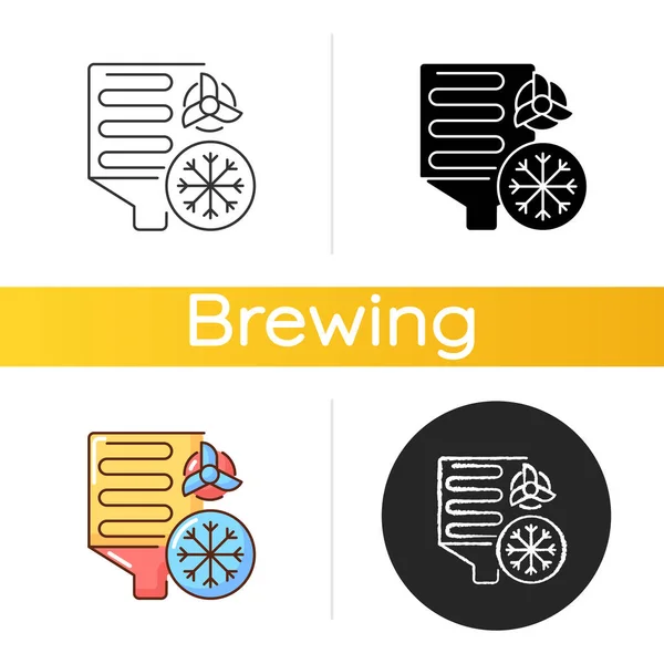 Icône Conditionnement Refroidissement Bière Fût Industriel Production Automatisée Brasserie Basse — Image vectorielle