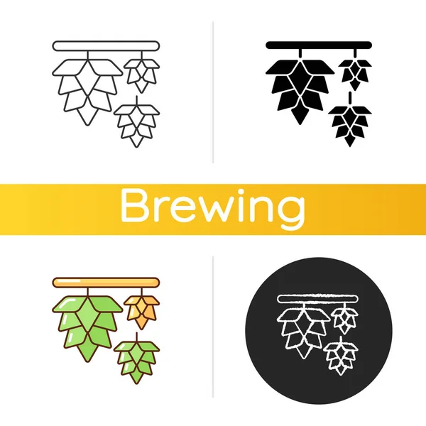 Ícone Hops Planta Para Produção Cervejaria Processo Fermentação Cerveja Com —  Vetores de Stock