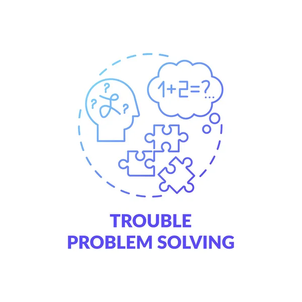 Trouble Problem Solving Blue Gradient Concept Icon Difficulty Thinking Dementia — Stock Vector