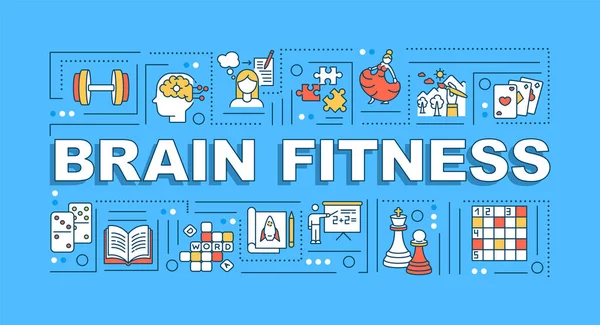 Brain Fitness Parola Concetti Banner Tecniche Allenamento Mentale Miglioramento Della — Vettoriale Stock
