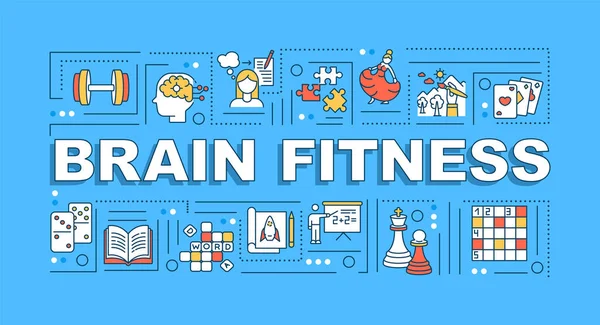 Banner Conceptos Palabras Fitness Cerebral Técnicas Entrenamiento Mental Mejora Memoria — Vector de stock