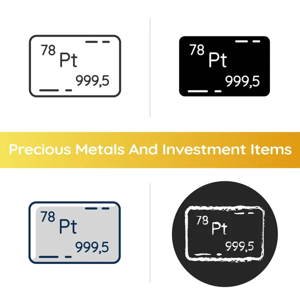 Icono Platino Metal Precioso Bullion Para Depósito Activo Industrial Estándar — Vector de stock