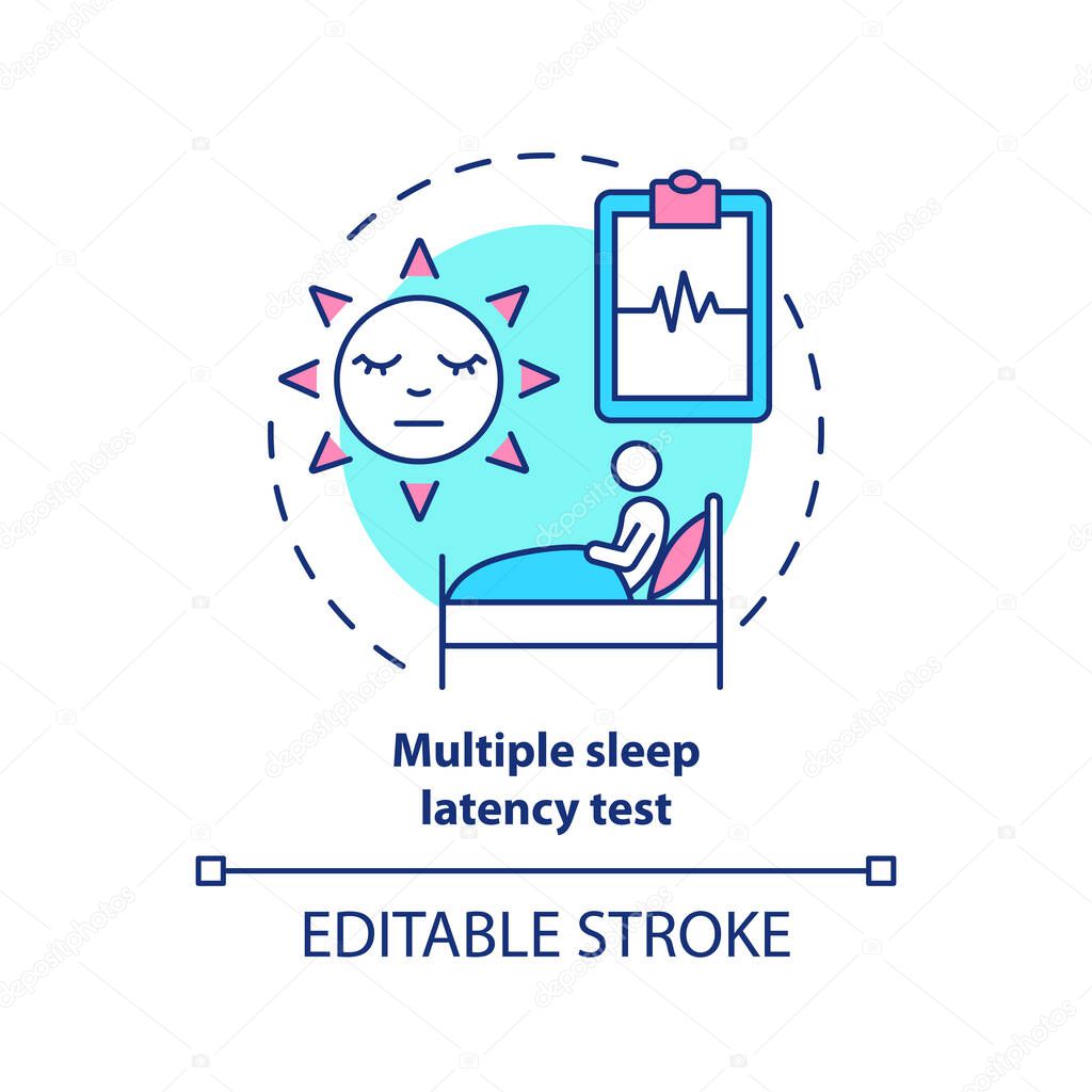 Multiple sleep latency test concept icon. Health care. Medical examination for sleep disorder. Daytime nap study idea thin line illustration. Vector isolated outline RGB color drawing. Editable stroke