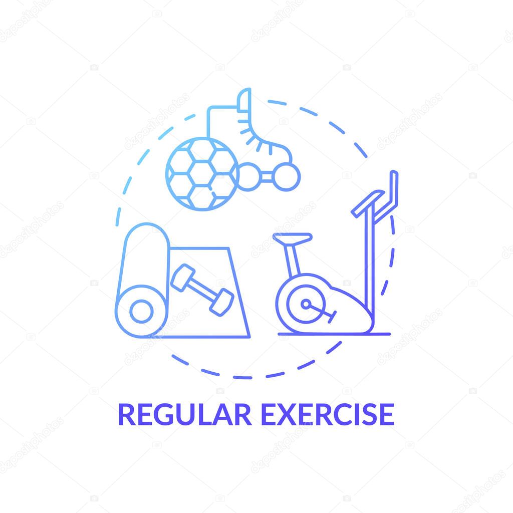 Regular exercise blue gradient concept icon. Workout routine. Cardio training in gym. Body care for better sleep idea thin line illustration. Vector isolated outline RGB color drawing