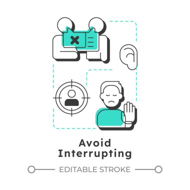 Modern doğrusal konsept simgesini bölmekten kaçının. Yanlış anlaşılma olmuş. Sosyal iletişim, çatışma. Noktalı çizgilerle birleştirilmiş düz ana hatlar. Yaratıcı görsel. Düzenlemesi kolay