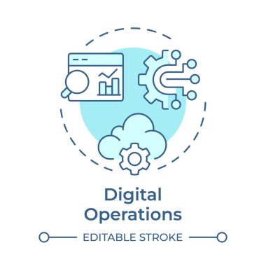 Dijital işlemler yumuşak mavi konsept simgesi. Modern teknoloji, ai. İstatistiksel ölçüler. Yuvarlak şekil çizimi. Soyut bir fikir. Grafik tasarımı. Bilgide ve sunumda kullanması kolay