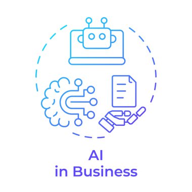 İş mavisi gradyan konsept simgesinde yapay zeka. Belge yönetimi, yapay zeka. Yuvarlak şekil çizimi. Soyut bir fikir. Grafik tasarımı. Bilgide ve sunumda kullanması kolay