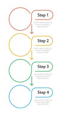 Nüfuzlu kariyer bilgi şablonu. Sosyal medyada kendini tanıtma. Veri görselleştirmesi 4 adımda. Boş süreç vektör tasarımı. Düzenlenebilir boş seçenekler bilgi grafikleri. Kullanılan Lexend yazı tipi