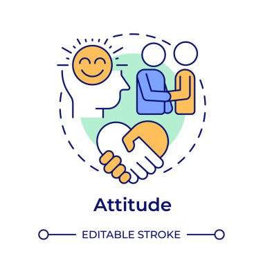 Davranış çok renkli konsept simgesi. Sosyal ağ, arkadaşlık. Yardım, destek. Kişilik modu. Yuvarlak şekil çizimi. Soyut bir fikir. Grafik tasarımı. Broşürde kullanımı kolay, günlük iletisi