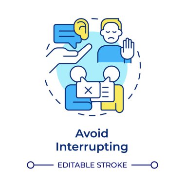 Çok renkli konsept simgesini bölmekten kaçının. Yanlış anlaşılma olmuş. Sosyal iletişim. Yuvarlak şekil çizimi. Soyut bir fikir. Grafik tasarımı. Broşürde kullanımı kolay, günlük iletisi