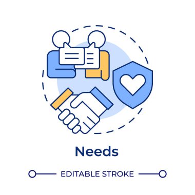 Çok renkli konsept simgesine ihtiyacı var. Sosyal iletişim, sohbet. Arkadaşlık güveni, ortaklık. Yuvarlak şekil çizimi. Soyut bir fikir. Grafik tasarımı. Broşürde kullanımı kolay, günlük iletisi