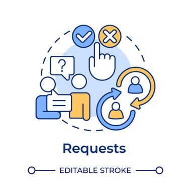 Çok renkli konsept simgesi istiyor. Konuşma, diyalog. Sosyal etkileşim, ağ kurma. Yuvarlak şekil çizimi. Soyut bir fikir. Grafik tasarımı. Broşürde kullanımı kolay, günlük iletisi