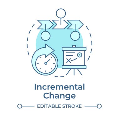 Incremental change soft blue concept icon. Low risks organization progress. Innovation management type. Round shape line illustration. Abstract idea. Graphic design. Easy to use in presentation