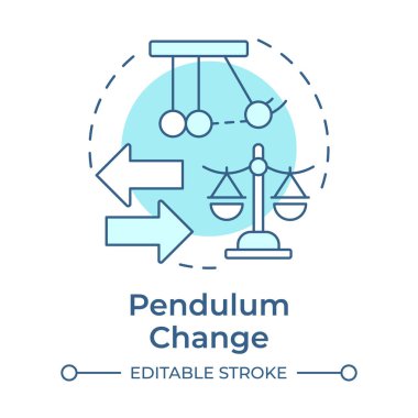 Pendulum change soft blue concept icon. Swings between extreme positions. Innovation management type. Round shape line illustration. Abstract idea. Graphic design. Easy to use in presentation