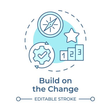 Build on change soft blue concept icon. Continuous improvement. Kotter change management model. Round shape line illustration. Abstract idea. Graphic design. Easy to use in presentation