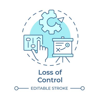 Loss of control soft blue concept icon. Feel powerless and defensive to innovations. Barrier to change. Round shape line illustration. Abstract idea. Graphic design. Easy to use in presentation