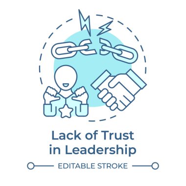 Luck of trust in leadership soft blue concept icon. Organization management problems. Barrier to change. Round shape line illustration. Abstract idea. Graphic design. Easy to use in presentation