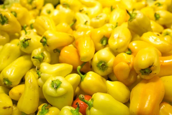lots of yellow peppers for sale and market