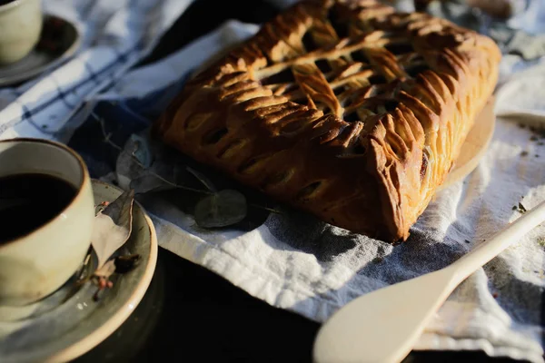 Mejor Pastel Para Desayuno Mesa Café Por Mañana — Foto de Stock