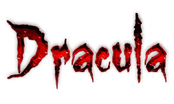 Dark Red Horror Style Text Isolated White Background Dracula Symbol — Stock Photo, Image