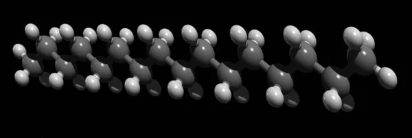 3D model - Hexadecane (cetane) kimyasal formülü C16H34 olan bir alkan hidrokarbondur.