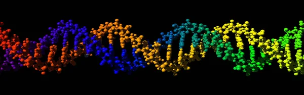 Beyaz zemin üzerinde izole edilmiş bir DNA çift sarmal yapı modelinin 3 boyutlu görüntülenmesi