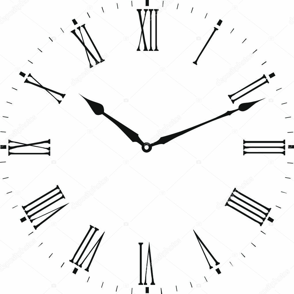 Clock face on white background
